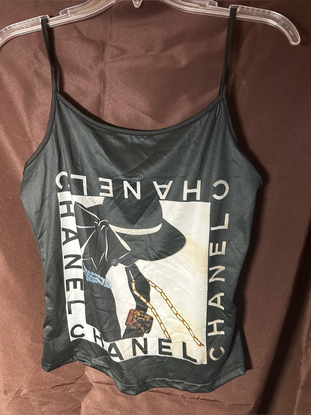 Designer Inspired Medium Black Graphic Camisole or Tank Top  NWOT